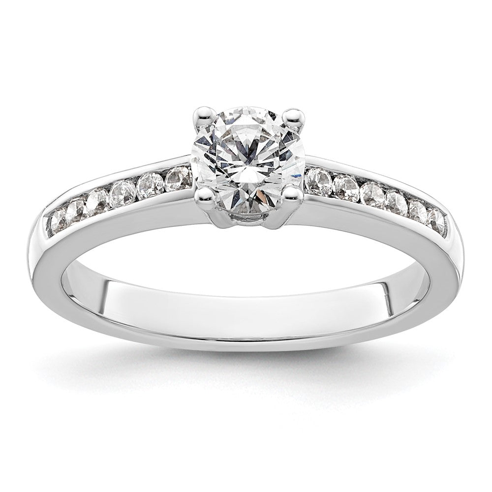14k White Gold 3/4 Ct. Lab Grown Diamond VS/SI+ G+ Round Channel Set Shared Prong Engagement Ring
