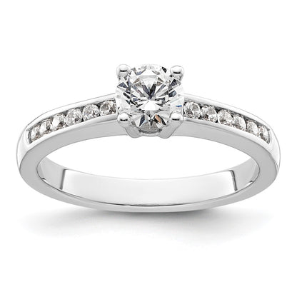 14k White Gold 3/4 Ct. Lab Grown Diamond VS/SI+ G+ Round Channel Set Shared Prong Engagement Ring