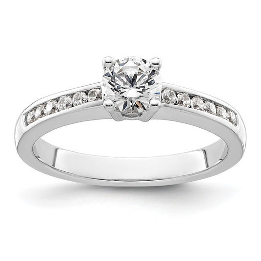 14k White Gold 3/4 Ct. Lab Grown Diamond VS/SI+ G+ Round Channel Set Shared Prong Engagement Ring