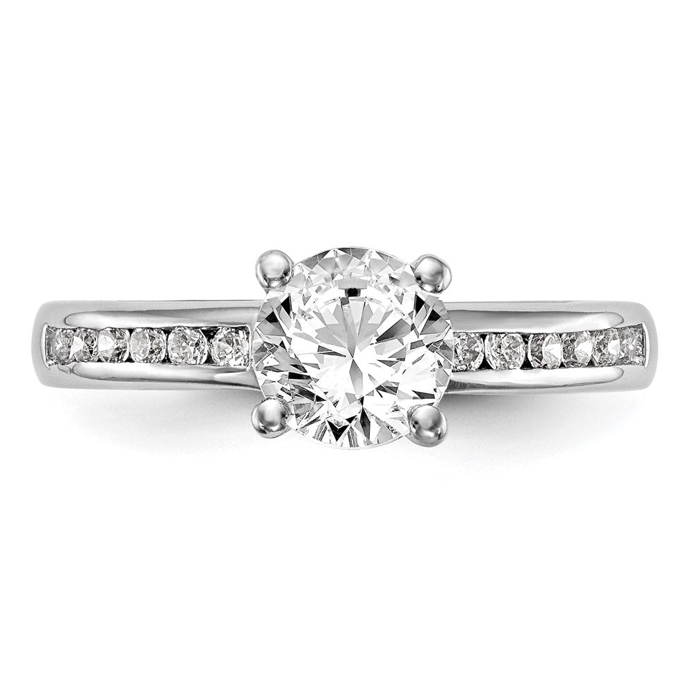 14k White Gold 1/4 Ct. Lab Grown Diamond VS/SI+ G+ 1 Ct. Center Round Channel Set Shared Prong Engagement Ring