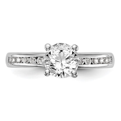 14k White Gold 1/4 Ct. Lab Grown Diamond VS/SI+ G+ 1 Ct. Center Round Channel Set Shared Prong Engagement Ring