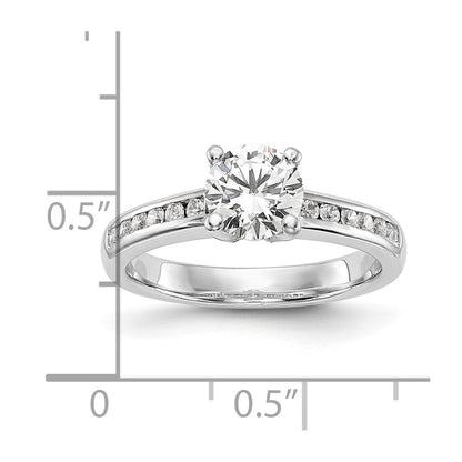 14k White Gold 1/4 Ct. Lab Grown Diamond VS/SI+ G+ 1 Ct. Center Round Channel Set Shared Prong Engagement Ring