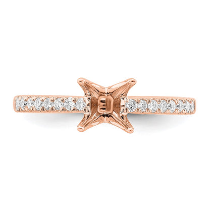 14K Rose Gold True Origin 1/6 Carat Lab Grown Diamond Vs D E F Semi Mount Princess Engagement Ring