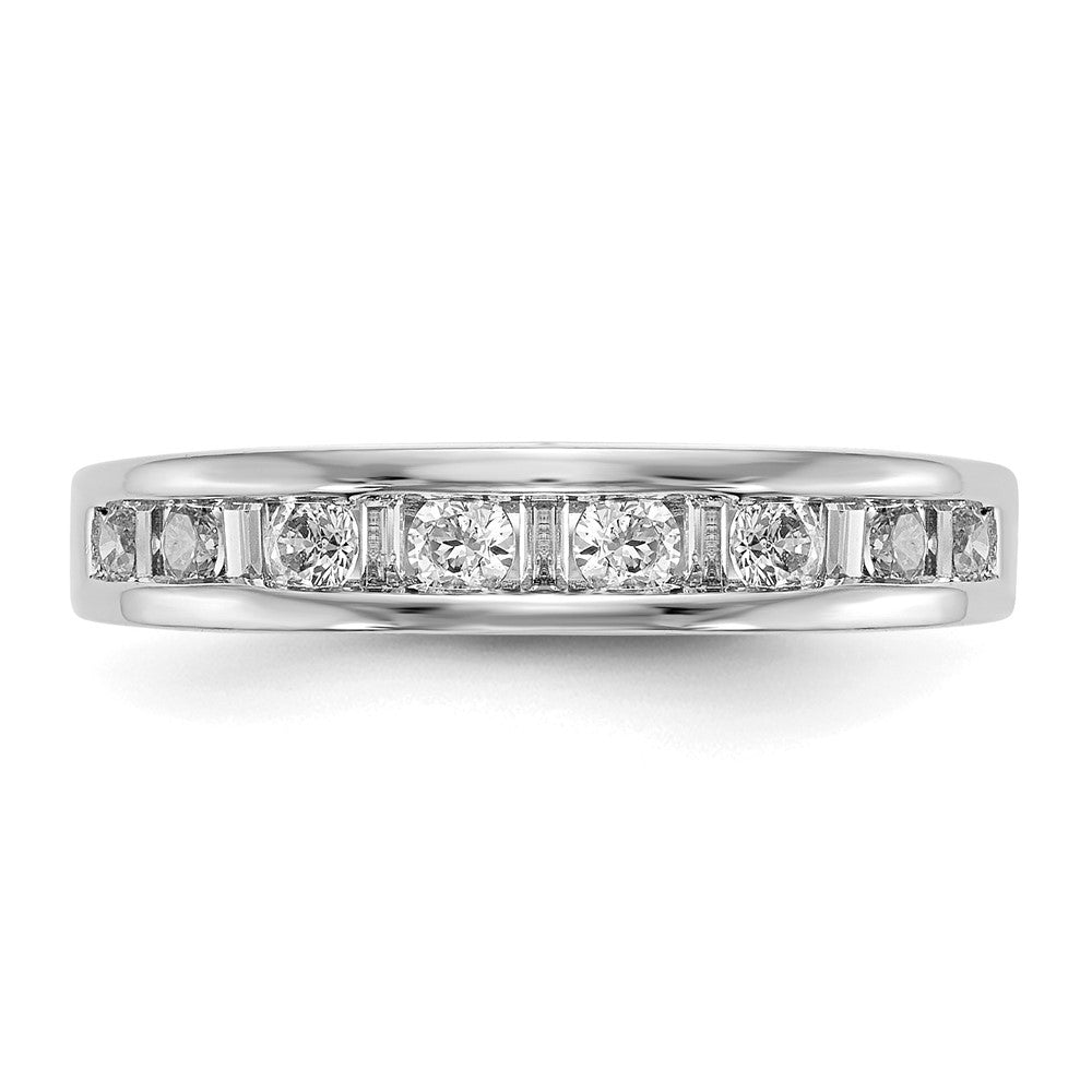 14K White Gold Channel Set 1/2 Carat Baguette/Round Diamond Complete Wedding Band