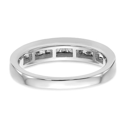14K White Gold Channel Set 1/2 Carat Baguette/Round Diamond Complete Wedding Band