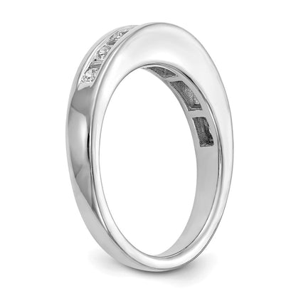 14K White Gold Channel Set 1/2 Carat Baguette/Round Diamond Complete Wedding Band