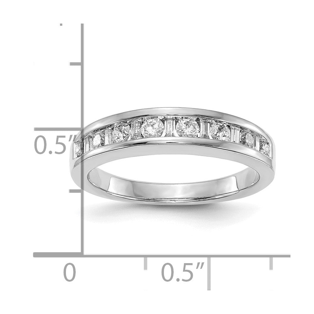 14K White Gold Channel Set 1/2 Carat Baguette/Round Diamond Complete Wedding Band