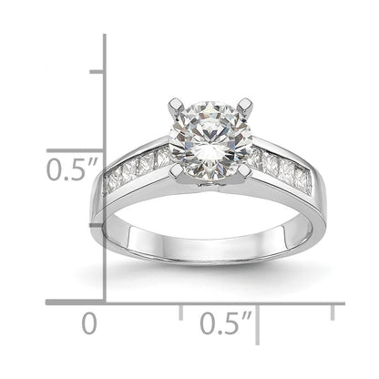 14K White Gold Peg Set 3/8 Carat Channel Princess Diamond Semi Mount Engagement Ring