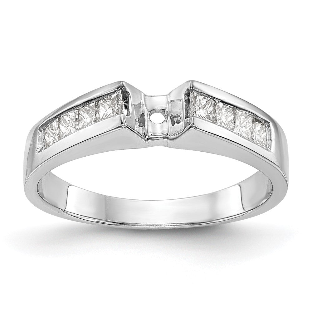 14K White Gold Peg Set 3/8 Carat Channel Princess Diamond Semi Mount Engagement Ring