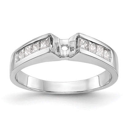 14K White Gold Peg Set 3/8 Carat Channel Princess Diamond Semi Mount Engagement Ring