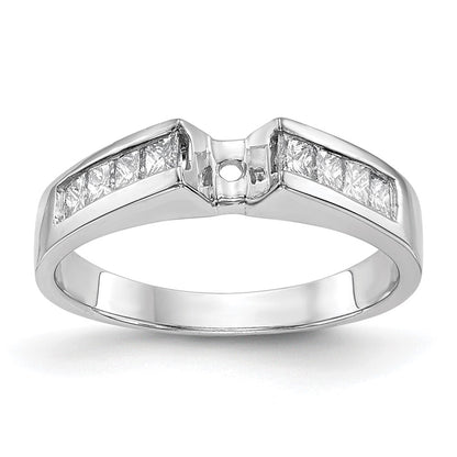 14K White Gold Peg Set 3/8 Carat Channel Princess Diamond Semi Mount Engagement Ring