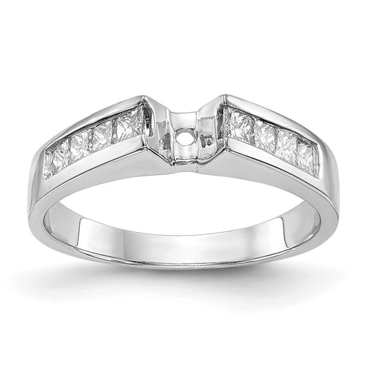 14K White Gold Peg Set 3/8 Carat Channel Princess Diamond Semi Mount Engagement Ring