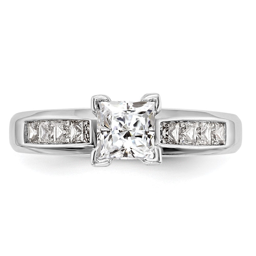 14K White Gold Peg Set 1/2 Carat Channel Princess Diamond Semi Mount Engagement Ring