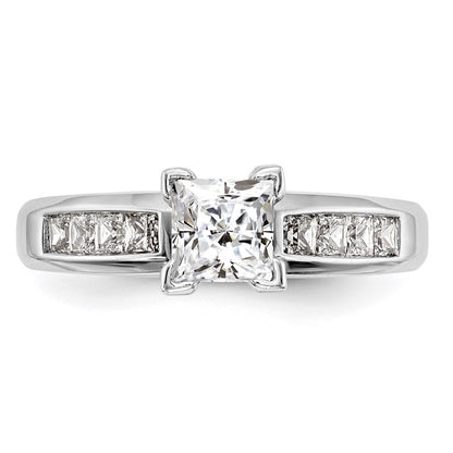14K White Gold Peg Set 1/2 Carat Channel Princess Diamond Semi Mount Engagement Ring