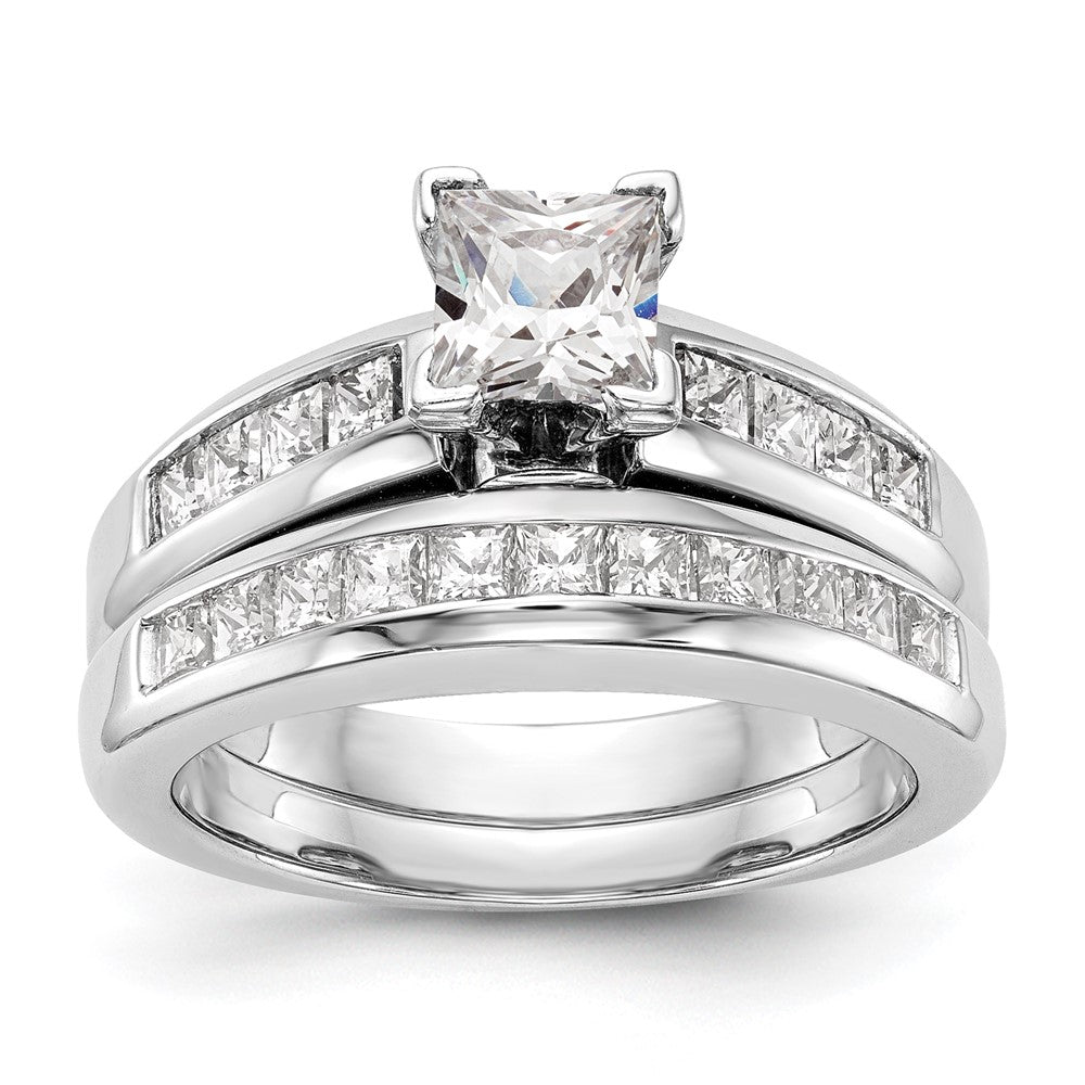 14K White Gold Peg Set 1/2 Carat Channel Princess Diamond Semi Mount Engagement Ring