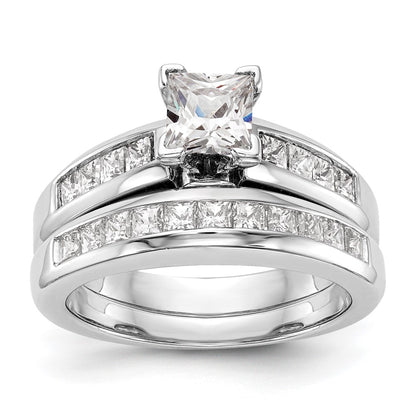 14K White Gold Peg Set 1/2 Carat Channel Princess Diamond Semi Mount Engagement Ring