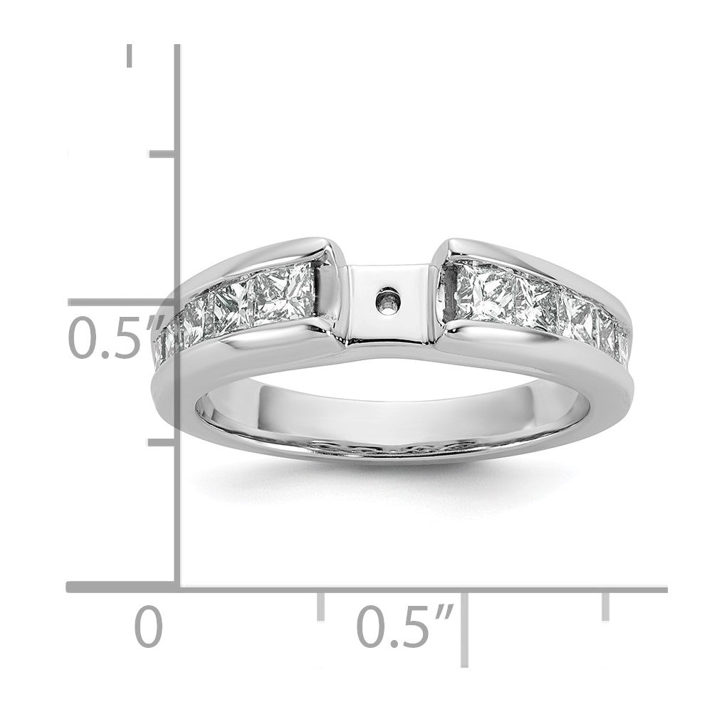 14K White Gold Peg Set 1 Carat Channel Princess Diamond Semi Mount Engagement Ring