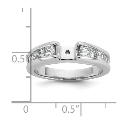 14K White Gold Peg Set 1 Carat Channel Princess Diamond Semi Mount Engagement Ring