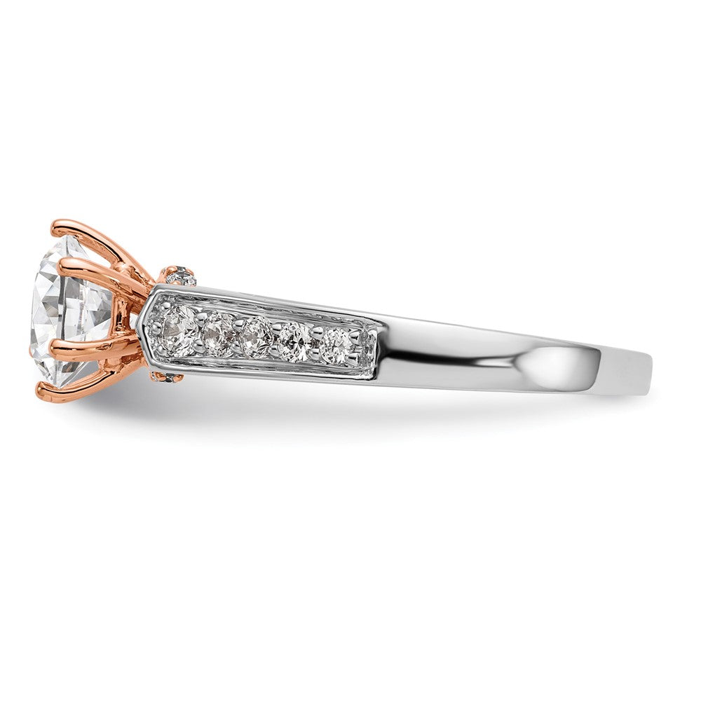 14K White Gold and Rose Simulated Diamond Engagement Ring