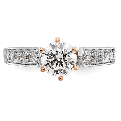 14K White Gold and Rose Simulated Diamond Engagement Ring
