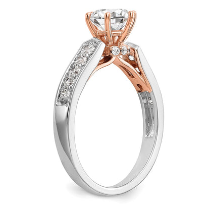 14K White Gold and Rose Simulated Diamond Engagement Ring