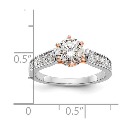 14K White Gold and Rose Simulated Diamond Engagement Ring