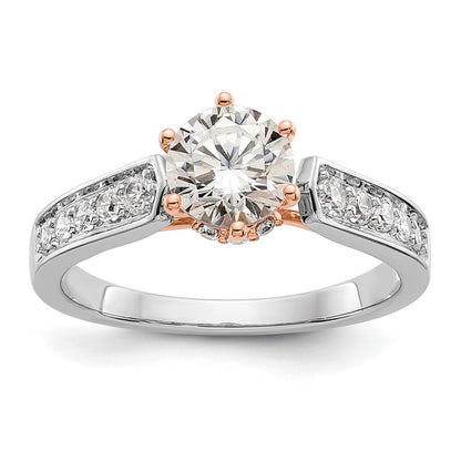 14K White Gold and Rose Simulated Diamond Engagement Ring