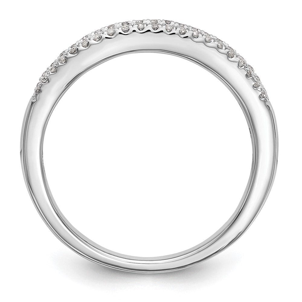 14K White Gold 3/8 Carat Round/Baguette Diamond Complete Wedding Band