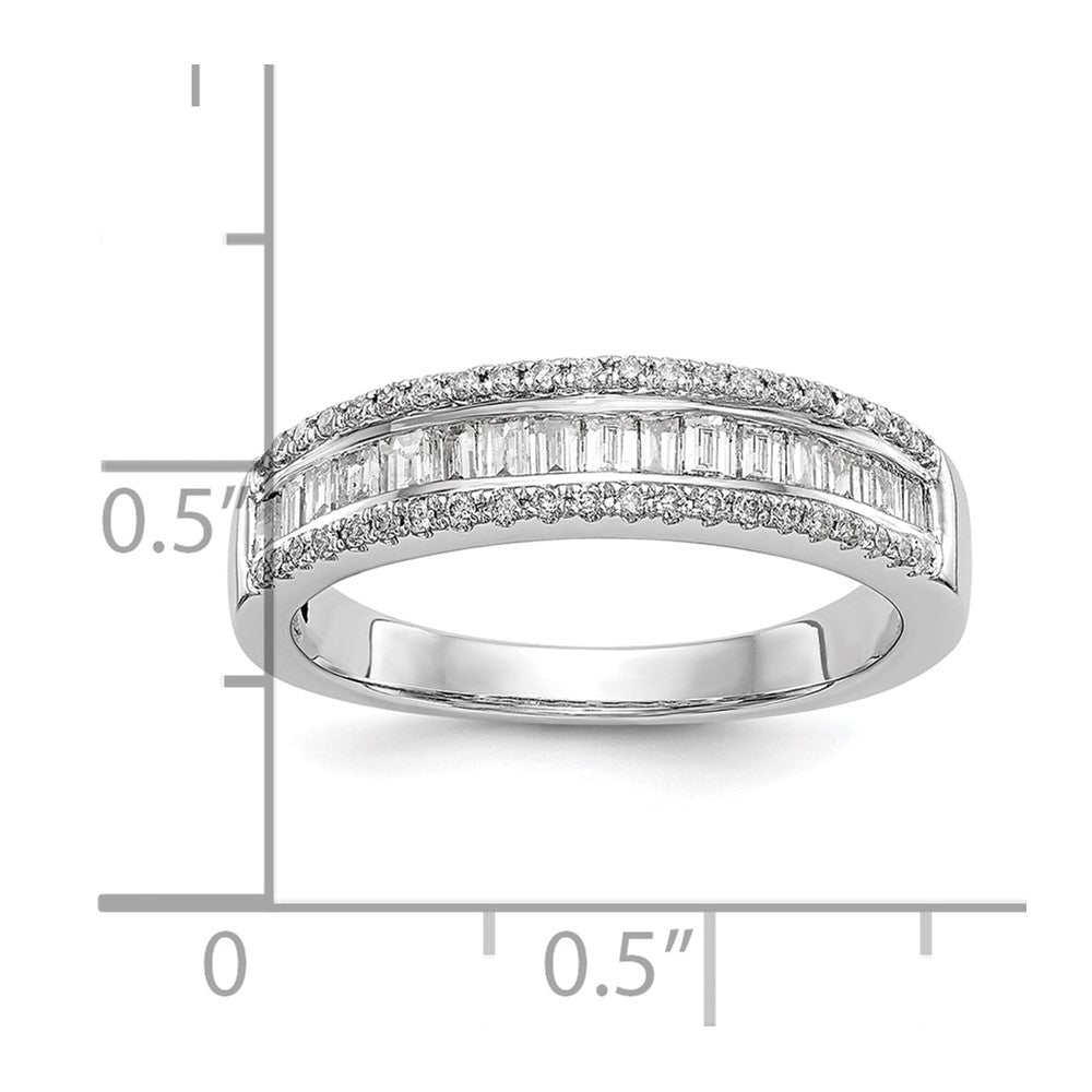 14K White Gold 3/8 Carat Round/Baguette Diamond Complete Wedding Band