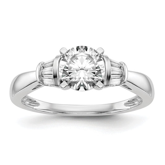 0.18ct. CZ Solid Real 14K White Gold Peg Set Engagement Ring
