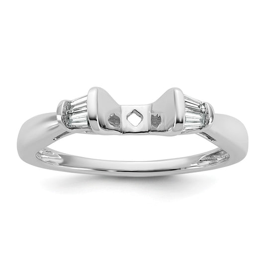 0.18ct. CZ Solid Real 14K White Gold Peg Set Engagement Ring