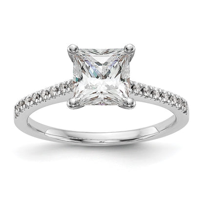 10K White Gold Peg Set 1/10 Carat Diamond Semi Mount Engagement Ring
