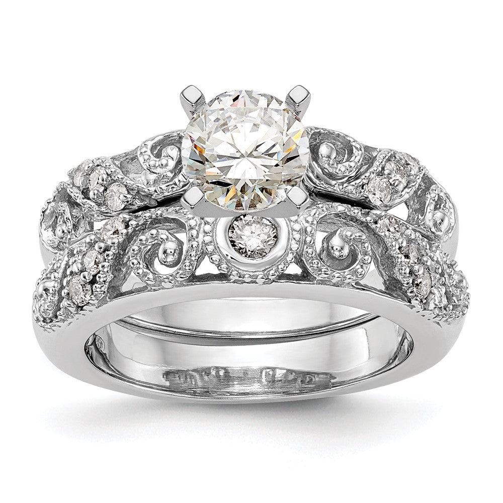 14K White Gold Peg Set 1/15 Carat Diamond Semi Mount Engagement Ring