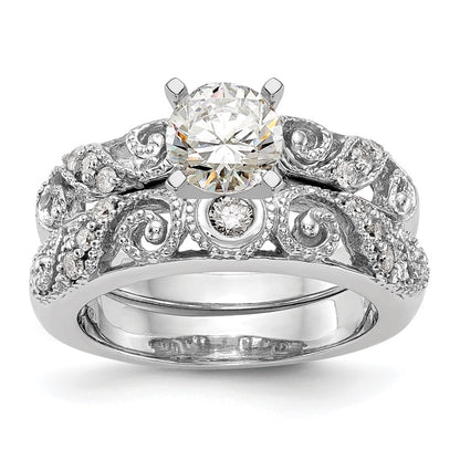 14K White Gold Peg Set 1/15 Carat Diamond Semi Mount Engagement Ring