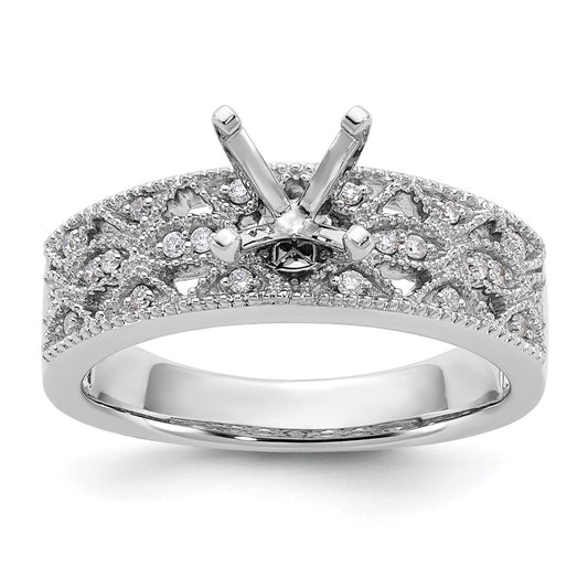 0.10ct. CZ Solid Real 14K White Gold Peg Set Engagement Ring