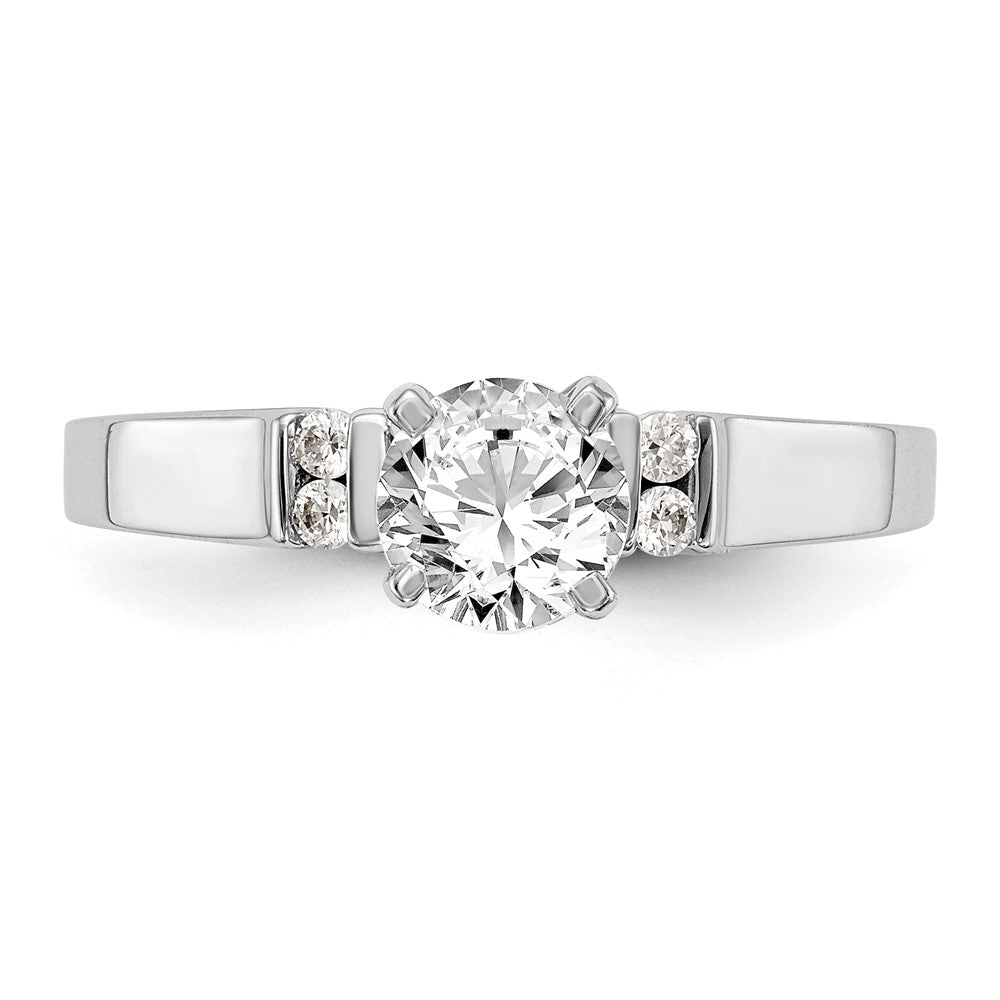 0.08ct. CZ Solid Real 14K White Gold Peg Set Semi Mount Engagement Ring