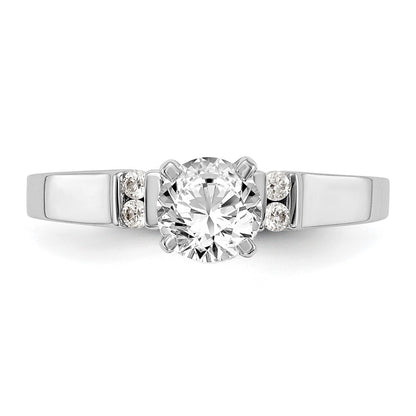 0.08ct. CZ Solid Real 14K White Gold Peg Set Semi Mount Engagement Ring