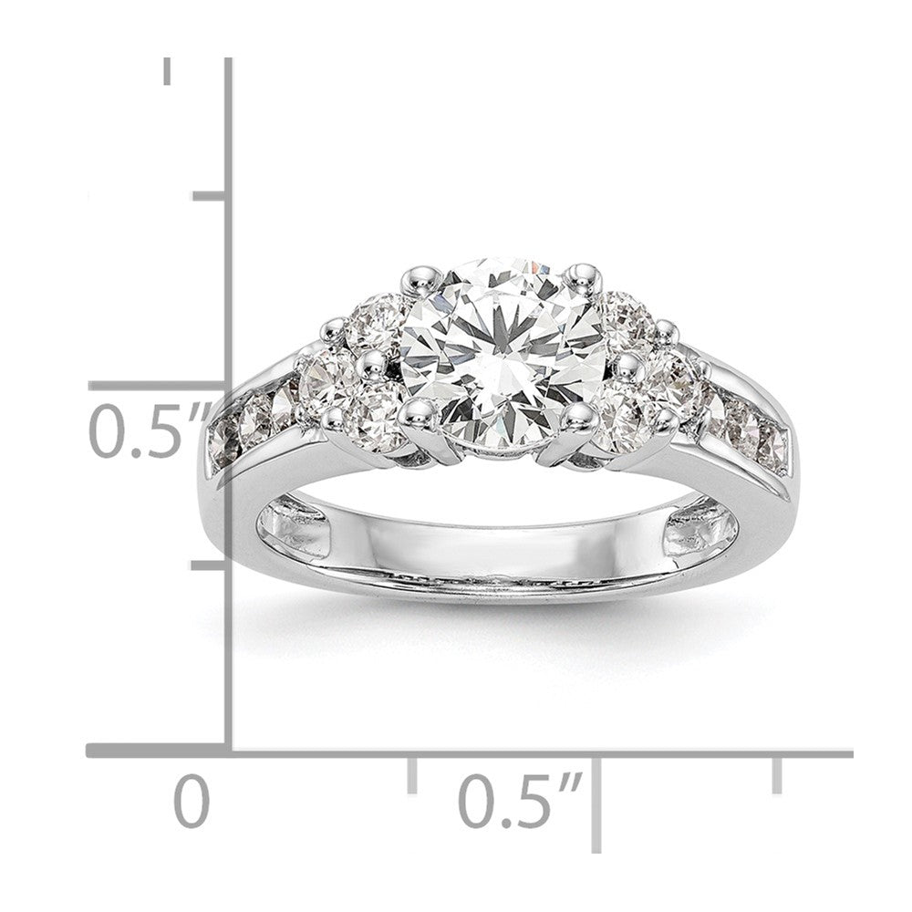 14k White Gold 3/4 Ct. Lab Grown Diamond VS/SI+ G+ 1 1/4 Ct. Center Round Channel Set Shared Prong Engagement Ring