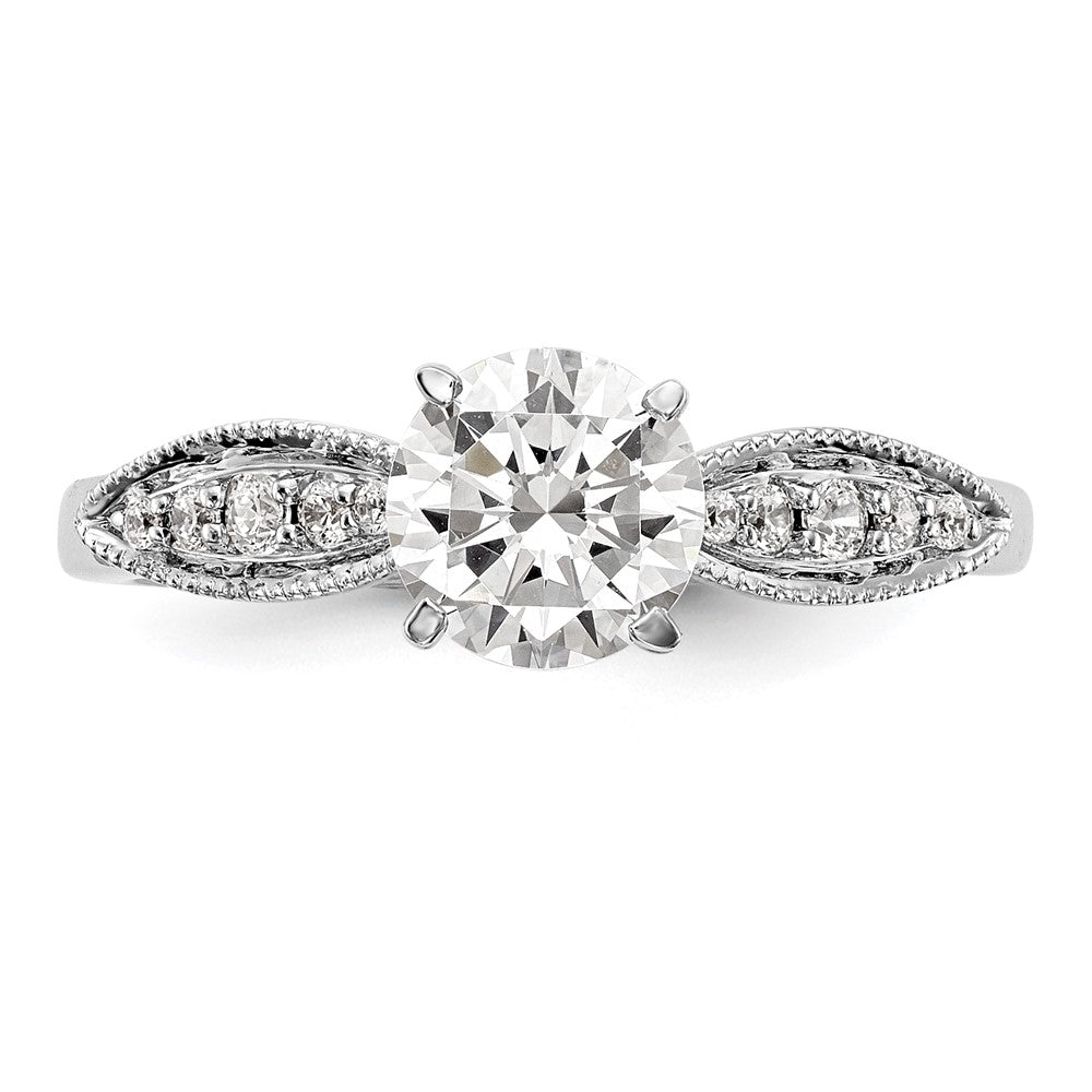 14K White Gold Peg Set 1/8 Carat Diamond Semi Mount Engagement Ring