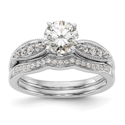 14K White Gold Peg Set 1/8 Carat Diamond Semi Mount Engagement Ring