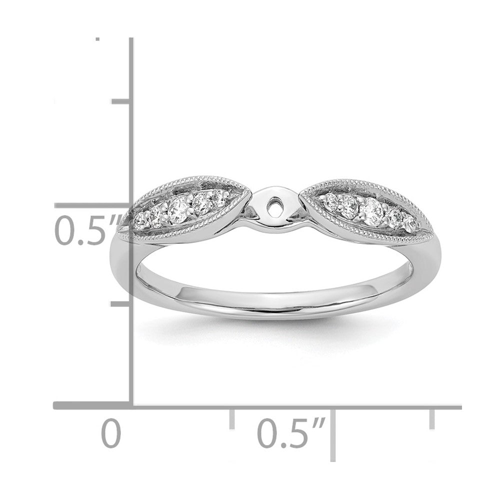 14K White Gold Peg Set 1/8 Carat Diamond Semi Mount Engagement Ring