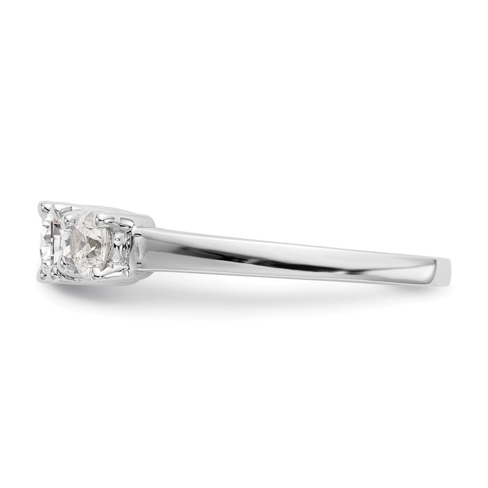 14K White Gold 3 Stone Simulated Diamond Engagement Ring