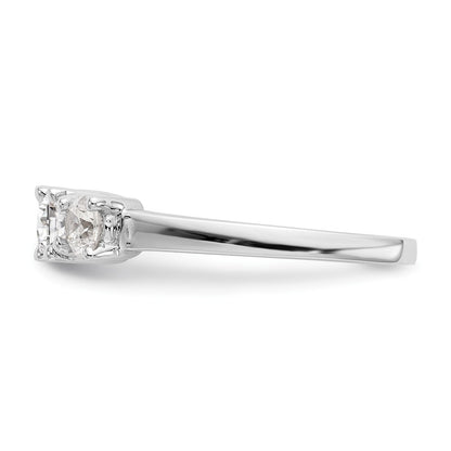 14K White Gold 3 Stone Simulated Diamond Engagement Ring