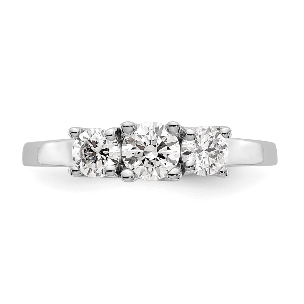 14K White Gold 3 Stone Simulated Diamond Engagement Ring