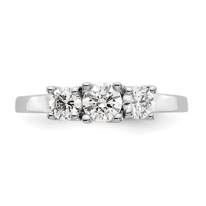 14K White Gold 3 Stone Simulated Diamond Engagement Ring