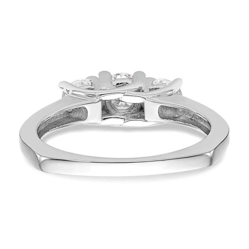 14K White Gold 3 Stone Simulated Diamond Engagement Ring