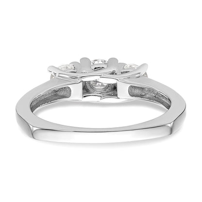 14K White Gold 3 Stone Simulated Diamond Engagement Ring