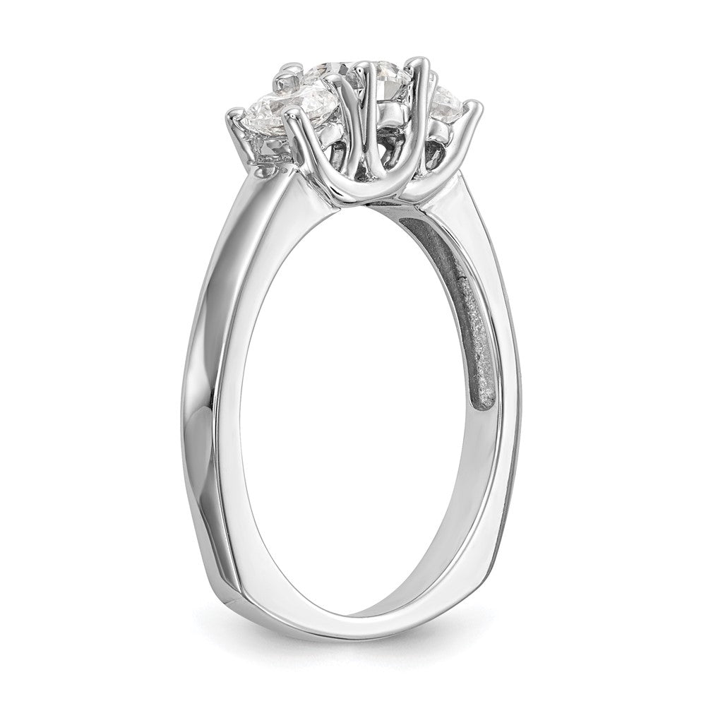 14K White Gold 3 Stone Simulated Diamond Engagement Ring