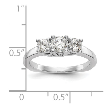 14K White Gold 3 Stone Simulated Diamond Engagement Ring