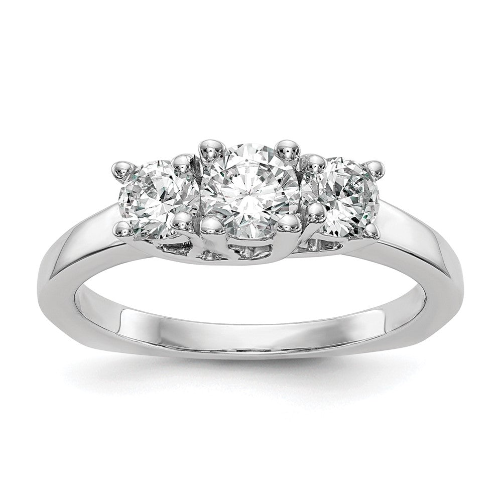 14K White Gold 3 Stone Simulated Diamond Engagement Ring